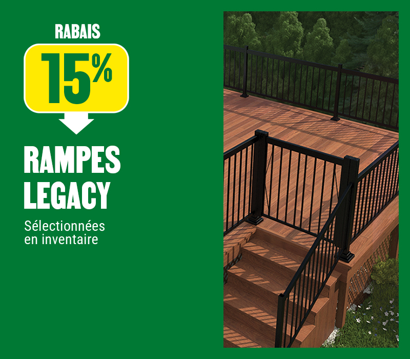 15% de rabais sur les rampes Legacy
