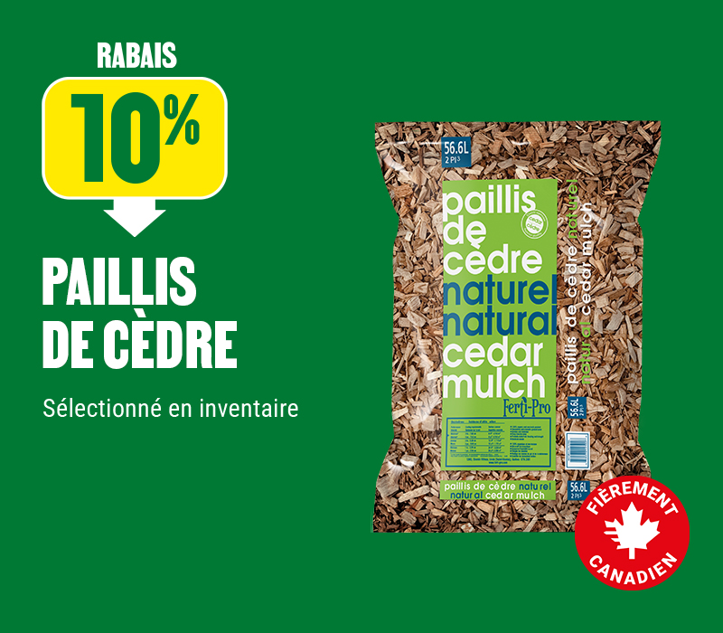 10% de rabais sur le paillis de c&egrave;dre