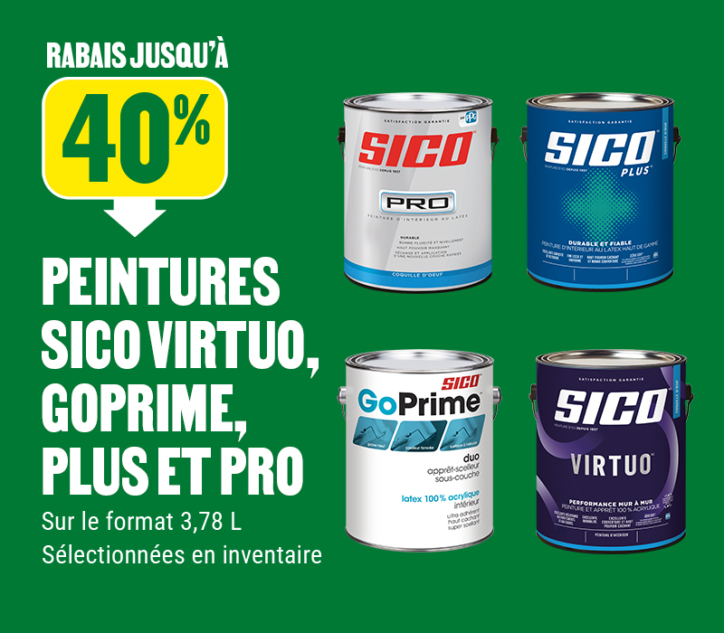 Jusqu'&agrave; 40% de rabais sur les peintures Sico