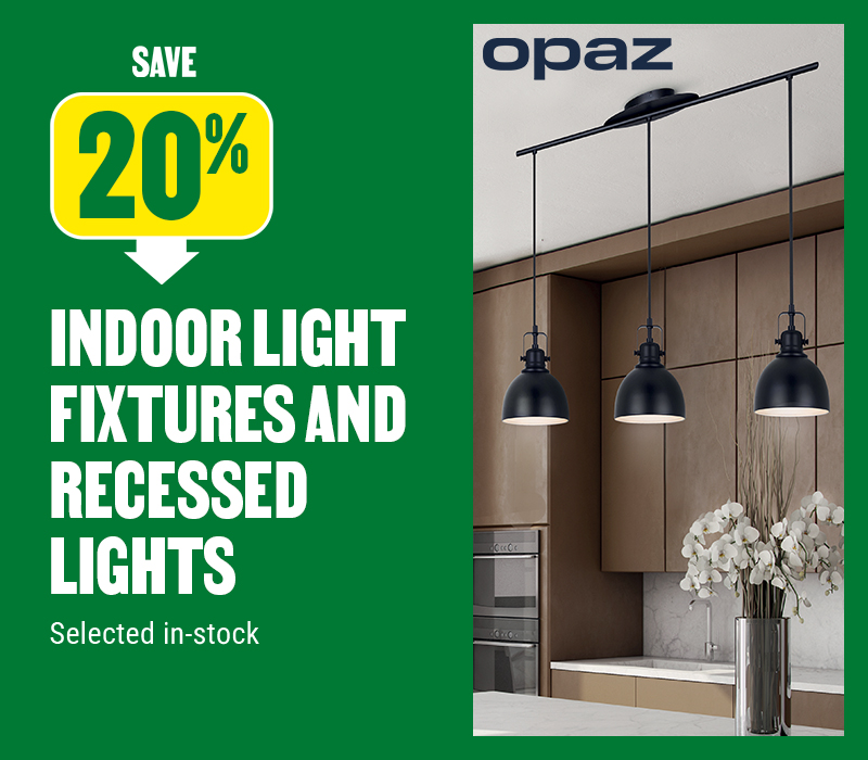 Save 20% on selected Opaz light fixtures and recessed lights