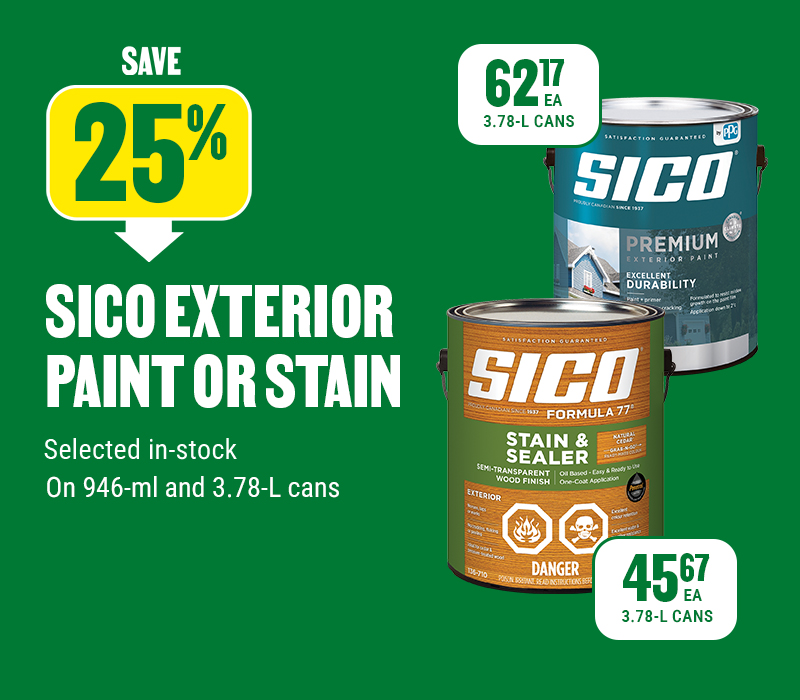 Save 25% on Sico exterior paint or stain