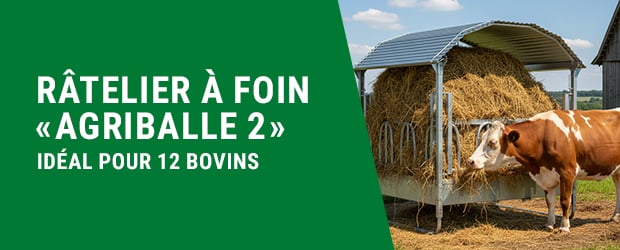 R&acirc;telier &agrave; foin &laquo;Agriballe 2&raquo; - id&eacute;al pour 12 bovins