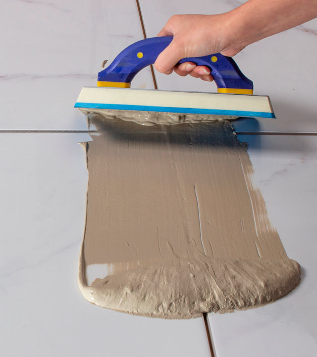 Finishing step when installing ceramic floor tiles