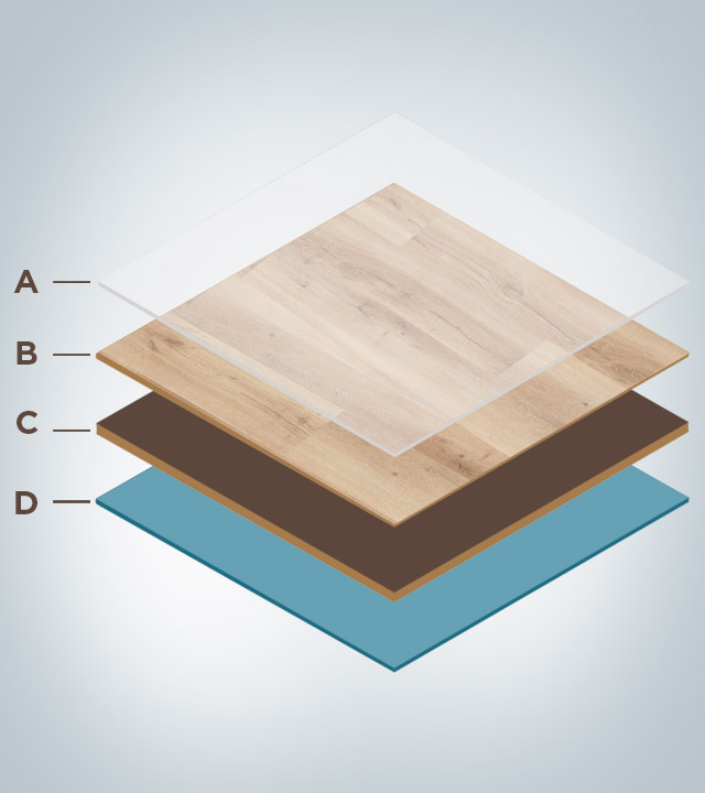 The different layers that make up SPC flooring