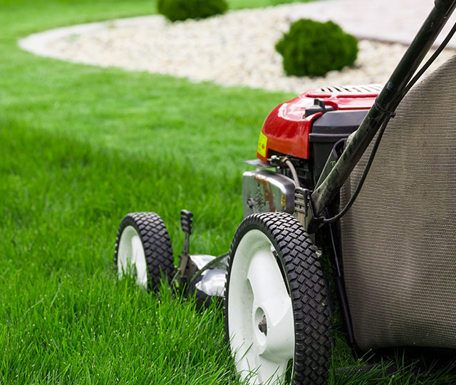 Mowing grass