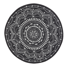 Boho black and white outdoor round plastic rug