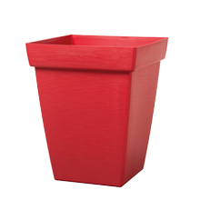 Square bamboo planter - red 9 x 9 in