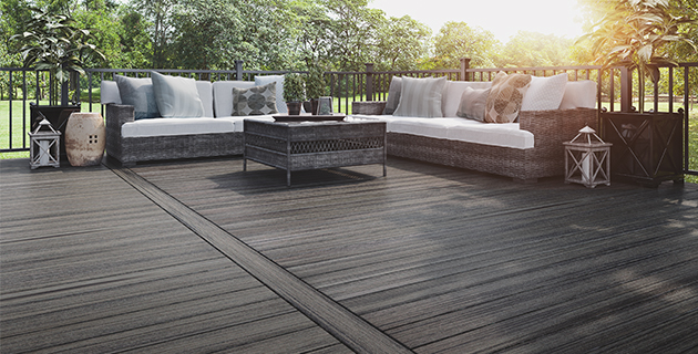 Terrasse patio en composite gris BMR
