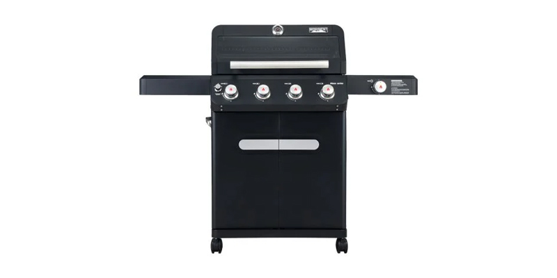 Black propane barbecue on white background