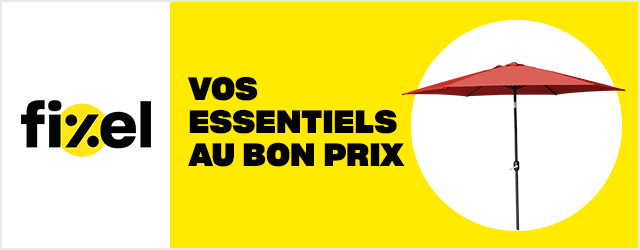 Animation contenant divers produits de marque Fixel pour l'am&eacute;nagement ext&eacute;rieur