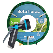 Botaflora garden hoses and spray nozzle on a white background.