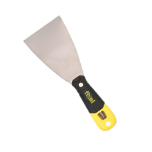 Truelle de 2 pouces avec manche en plastique jaune et noir sur fond blanc