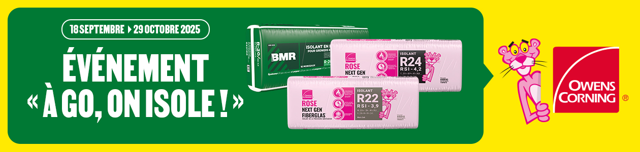 Recevez une carte-cadeau BMR de 50$ pour chaque achat de 250$ d'isolant sélectionné