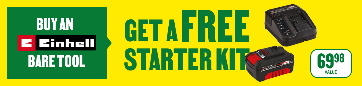 Get a free battery kit when purchasing an Einhell bare tool.