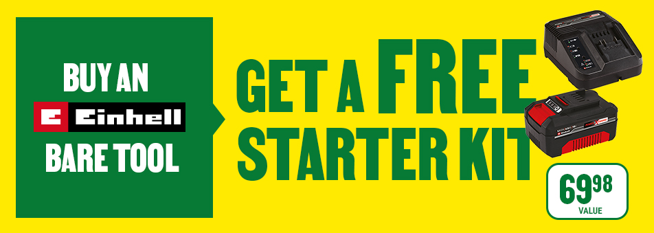 Get a free battery kit when purchasing an Einhell bare tool.