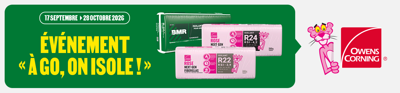 Recevez une carte-cadeau BMR de 50$ pour chaque achat de 250$ d'isolant s&eacute;lectionn&eacute;