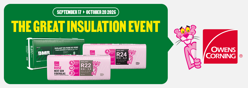 Receive a $50 cashback gift card for each purchase of $250 or more of Owens Corning fiberglas