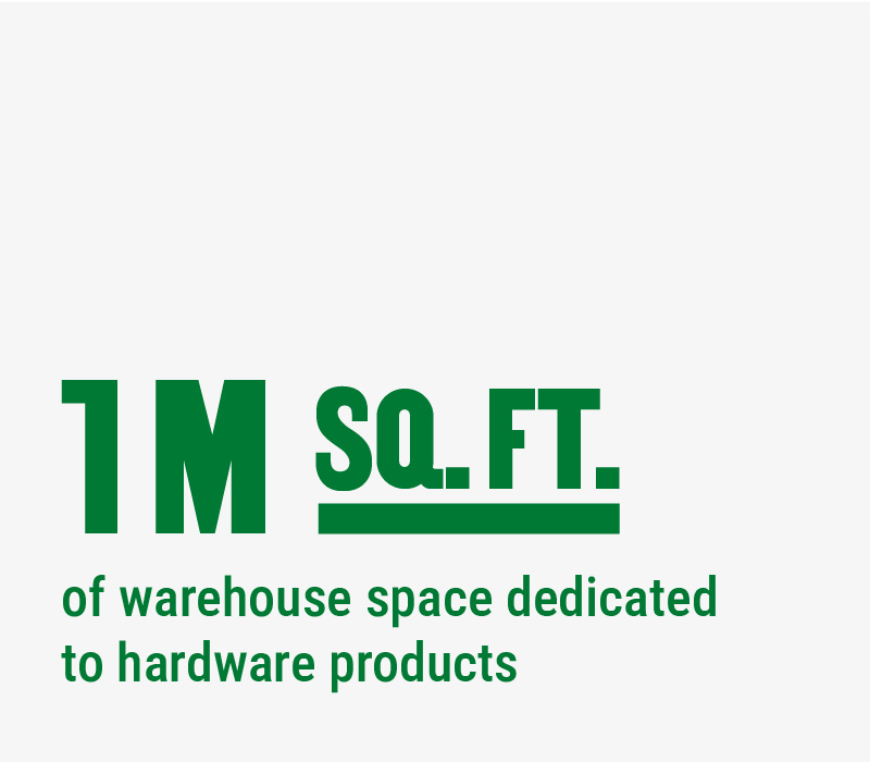 1 million sq ft of warehouse dedicated to hardware products.