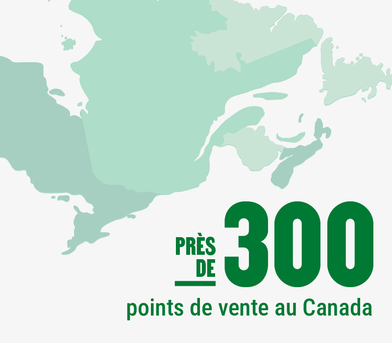Près de 300 points de vente au Canada