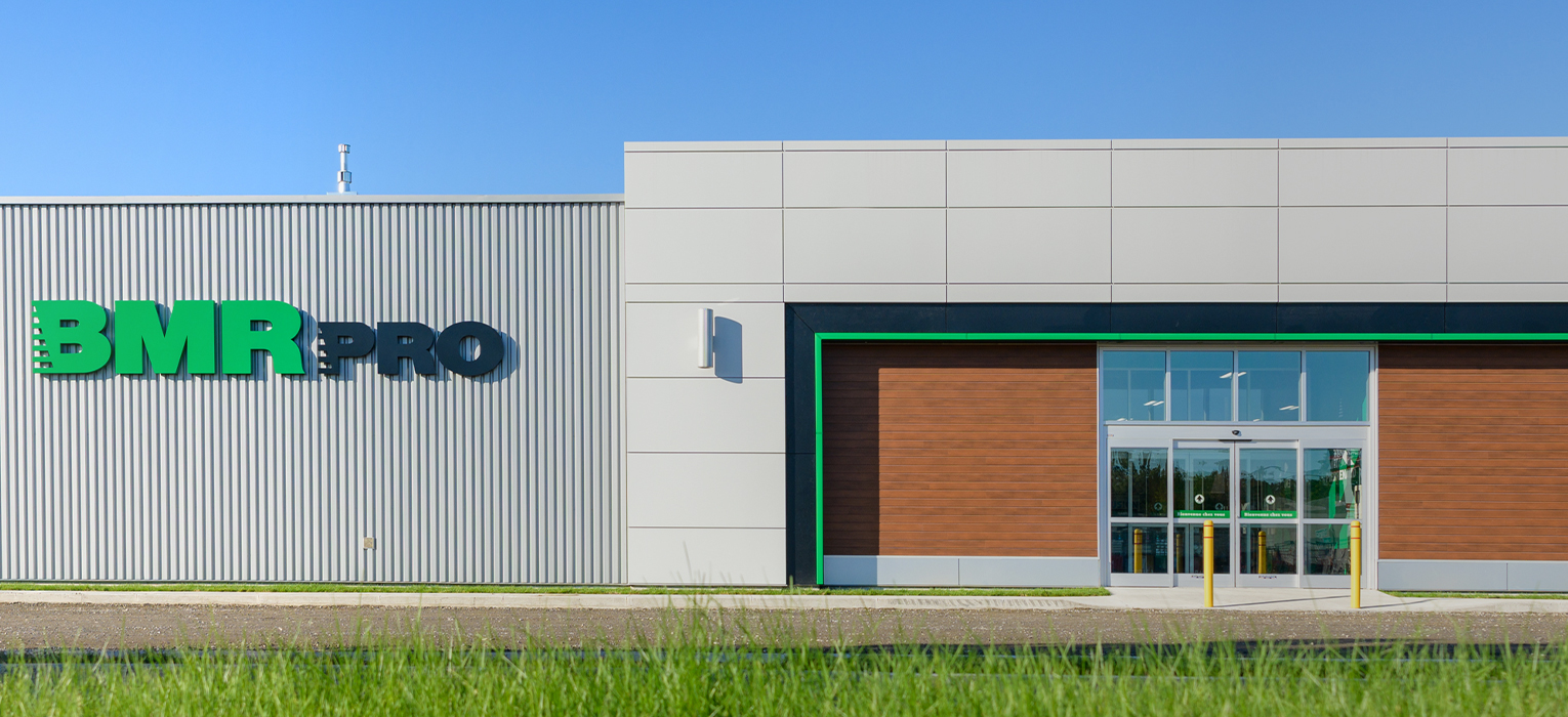 Front exterior of a BMR Pro store featuring the main entrance and BMR Pro signage.