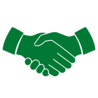 Green handshake icon